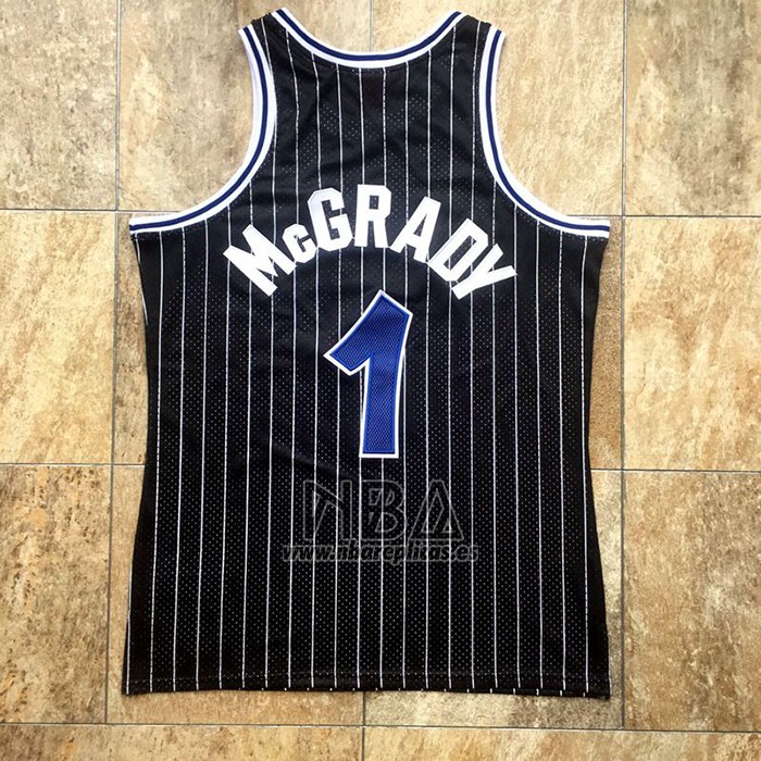 Camiseta Orlando Magic Tracy McGrady NO 1 Hardwood Classics Throwback Negro